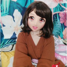 (OUZHA)Sweet Girl Resin Half Head Female Cartoon Character Kigurumi Mask With Cosplay Anime Role Lolita Mask Crossdress Doll